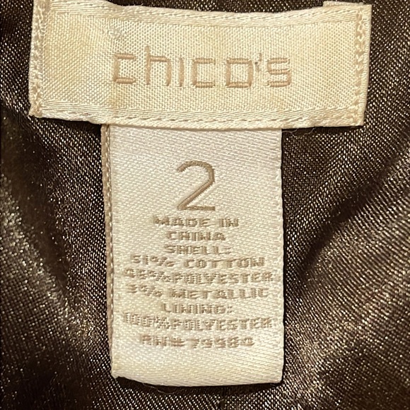 Chico's Texture Shine Tyla Zip Water Resistant Jacket Size 2 like new - Picture 3 of 5